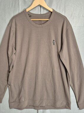 True Linkswear All Day Long Sleeve Crew Mens XL Tan Golf Skeleton Walking - 0670